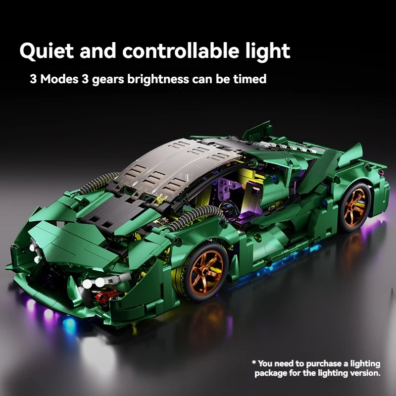 Supercar Model Brick Kit Creatief 1000 stuks Technische MOC-stijl Groen Desktop Collectible Vakantiecadeau Heren Dames Kinderen