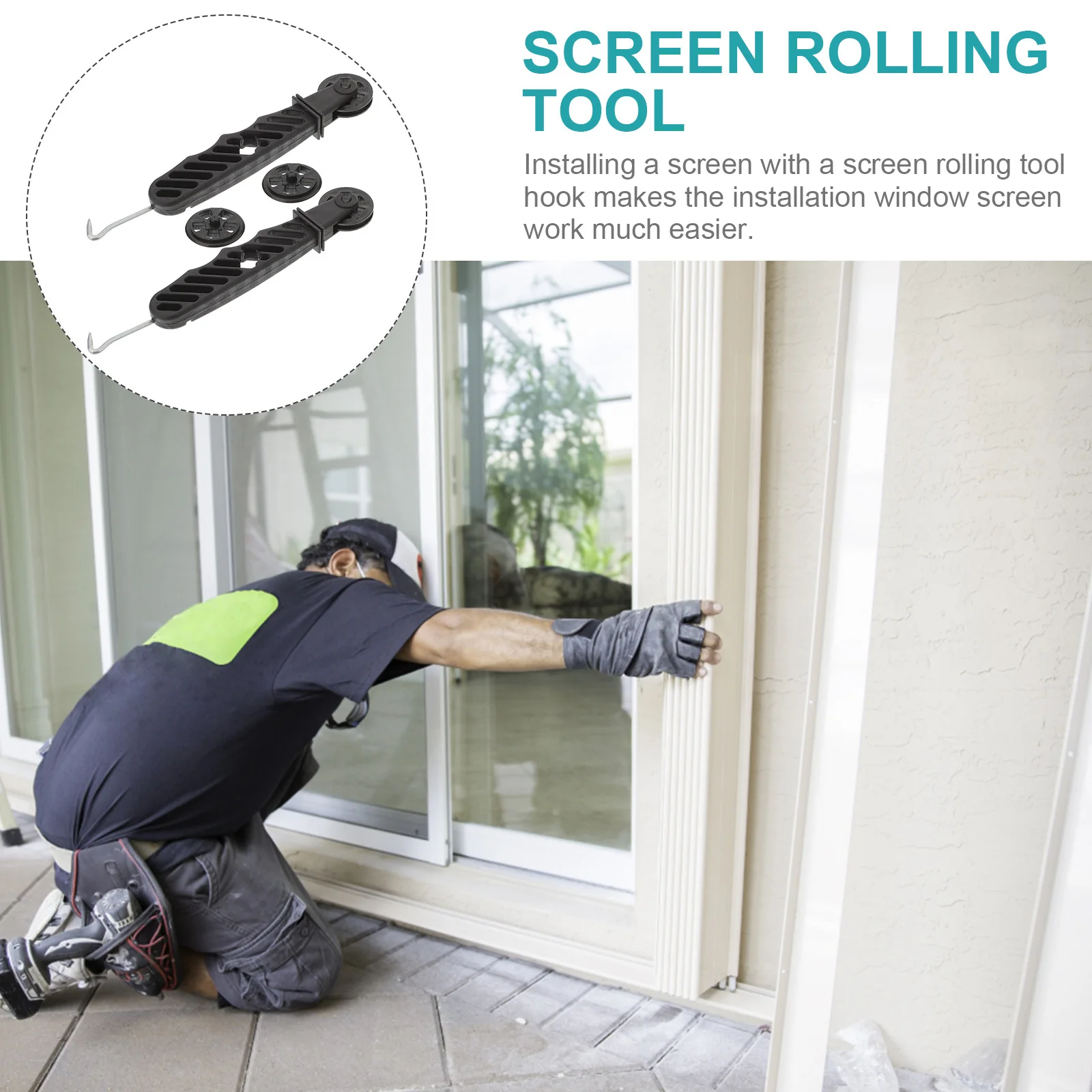 

2pcs Rolling Hook Roller Portable Door Roller Hook Portable Repair Screen Rolling Tool Screen Door Repair Tool