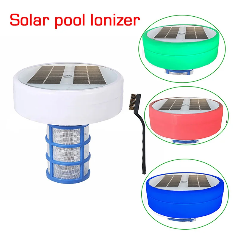 Pool Solar Copper Ion Sterilizer with RGB Lights Algae Inhibition Algae Removal Water Purification Device with Test Strips