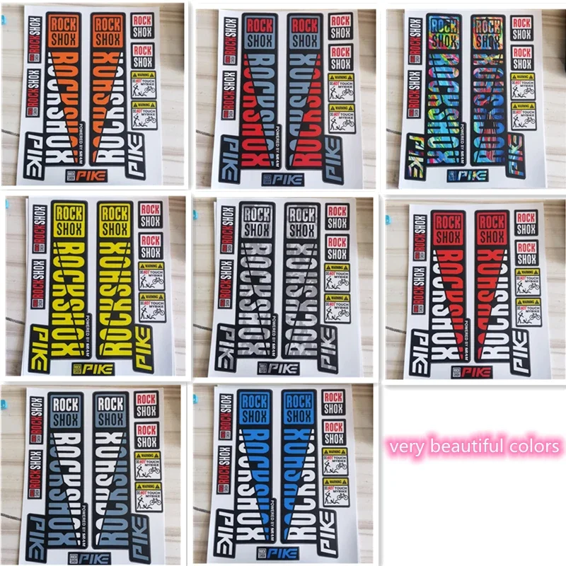 1/2 مجموعات ملصقات الشوكة الأمامية مقاوم للماء الشارات المتغيرة اللون لامتصاص الصدمات الجبلية يناسب شوكة بايك SRAM