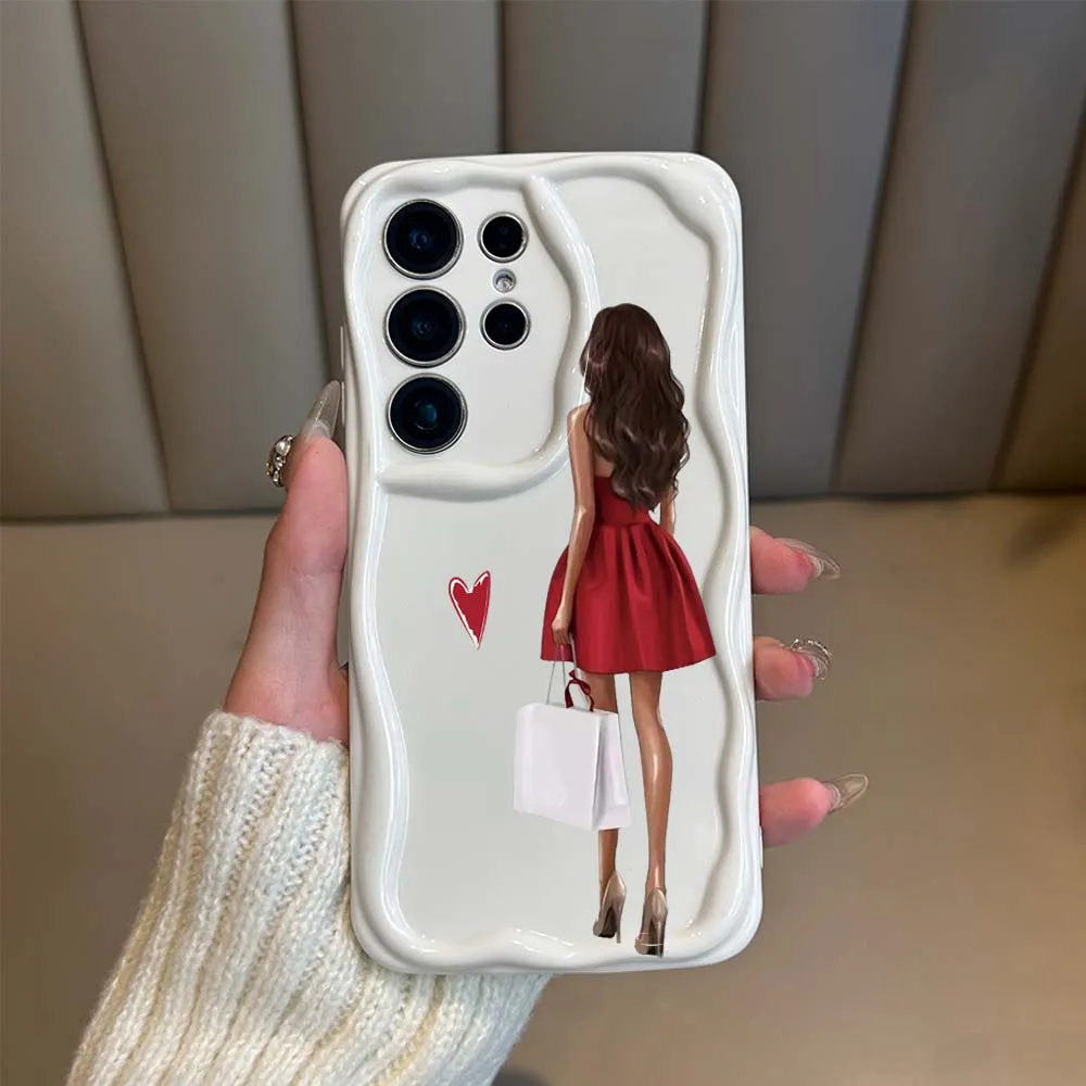 Luxury Rear View Red Dress Phone Case For Samsung Galaxy S26 S25 S24 S23 S22 S21 Ultra Plus FE Fall Protection Soft Cover