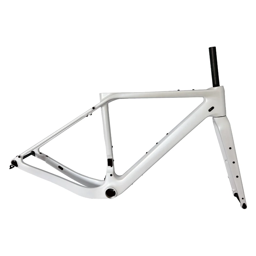 

Carbon Gravel Frame Disc Brake Threaded T47 External Cable Routing Max Tire 700C*50C Pearl White Gravel Bicycle Frameset Bicycle