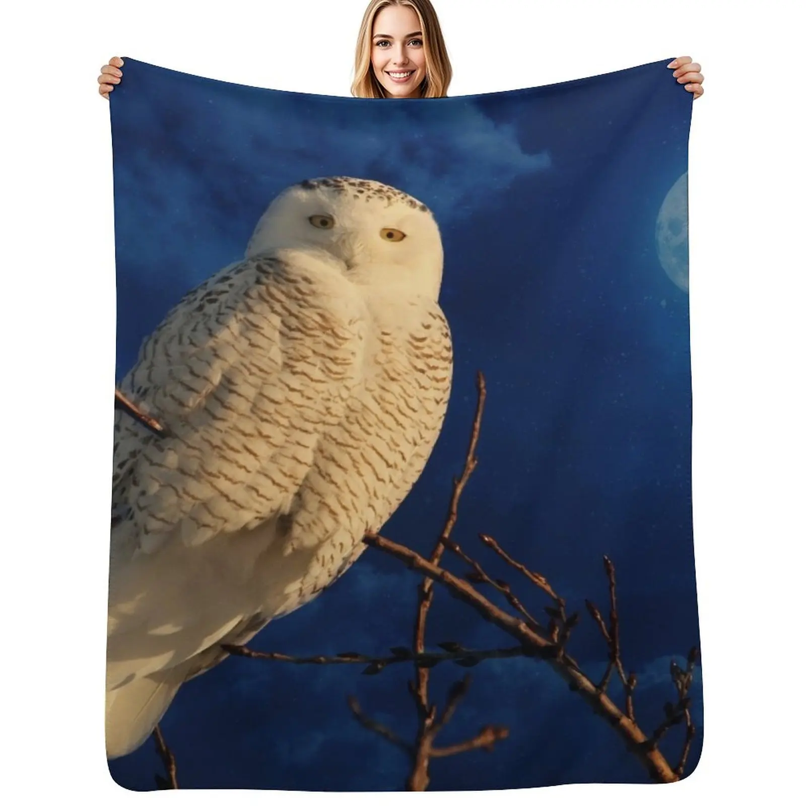 The owl and the mystical moon Throw Blanket Lightweight Cozy Blanket for Bed Sofa