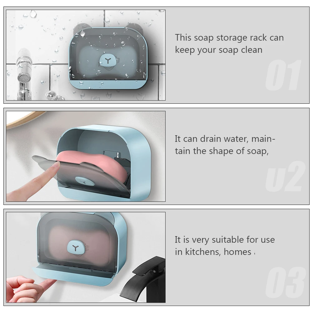 

Creative Soap Holder Draining Rack ABS Material Lid Container Kitchen Bathroom Portable Box Storage Solution Travel Size