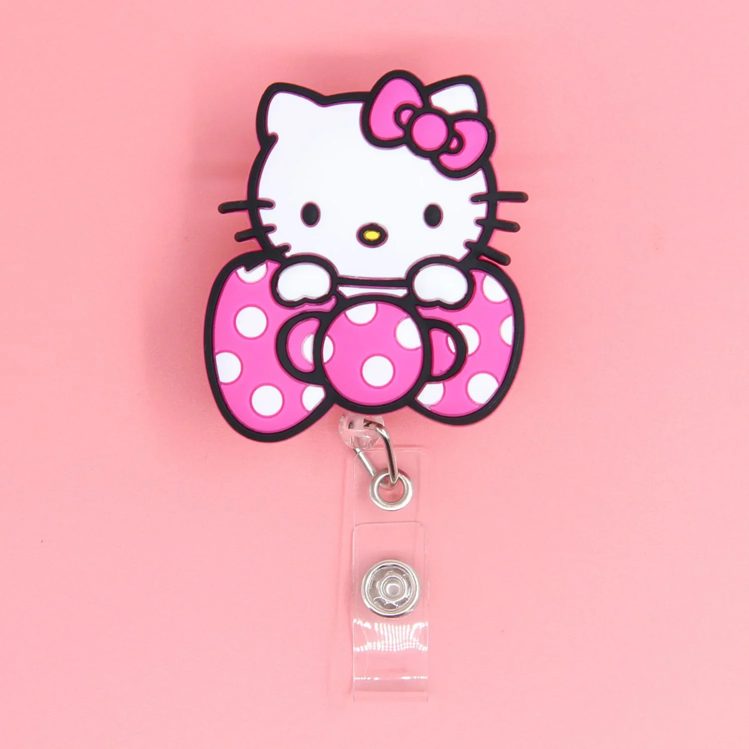 Sanrios hellokittys kuromi Badge cute melody Reel Retractable ID Name Card Clip for Nurse Badge Working Permit Pass Card Clip