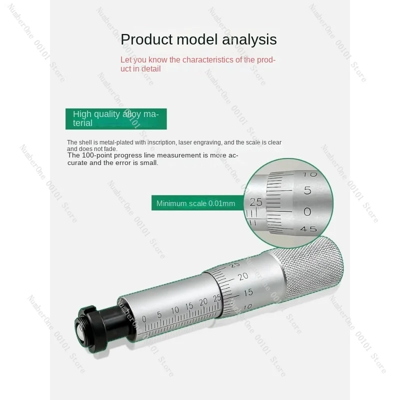 Micrometer Differential Head Micrometer with Mounting Nut Flat  round 0-6.5/0-13/0-25 Fine-Tuning Knob