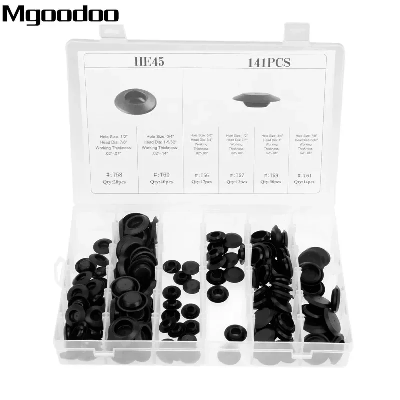 Mgoodoo 141pcs Auto Car Plastic Flush Mount Hole Plugs Assortment Kit Body Sheet Metal Fastener Clip fits For Ford Kia Mazda