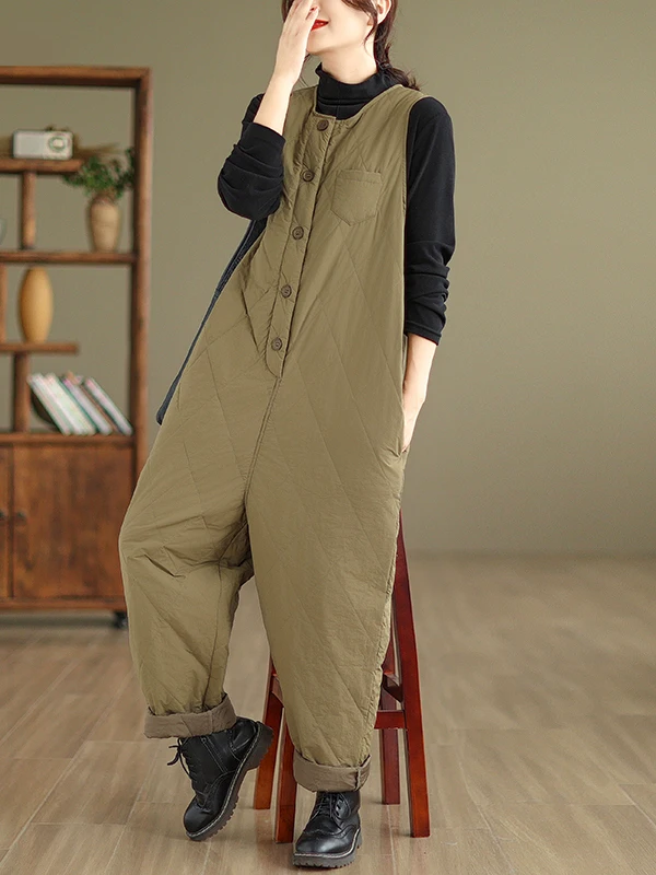 冬暖かいハーレムパンツ女性のプラスサイズ綿キルティングワンピーススーツダイヤモンドパターンハイウエストカジュアルレジャーパンツ