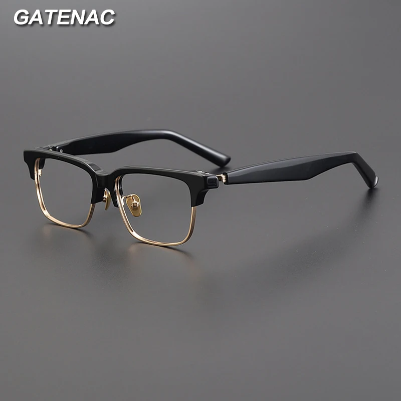 Japan Luxury Acetate Glasses Frame Men Vintage Square Prescription Myopia Eyebrow Eyeglasses Frame Retro Brand Designer Eyewear