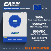 Easun Hybrid Off Grid 11KW 8.5KW 48V Soalr Inverter 160A Dual MPPT 230V Output 50hz/60hz 60 500vdc PV Solar Charger WIFI BMS