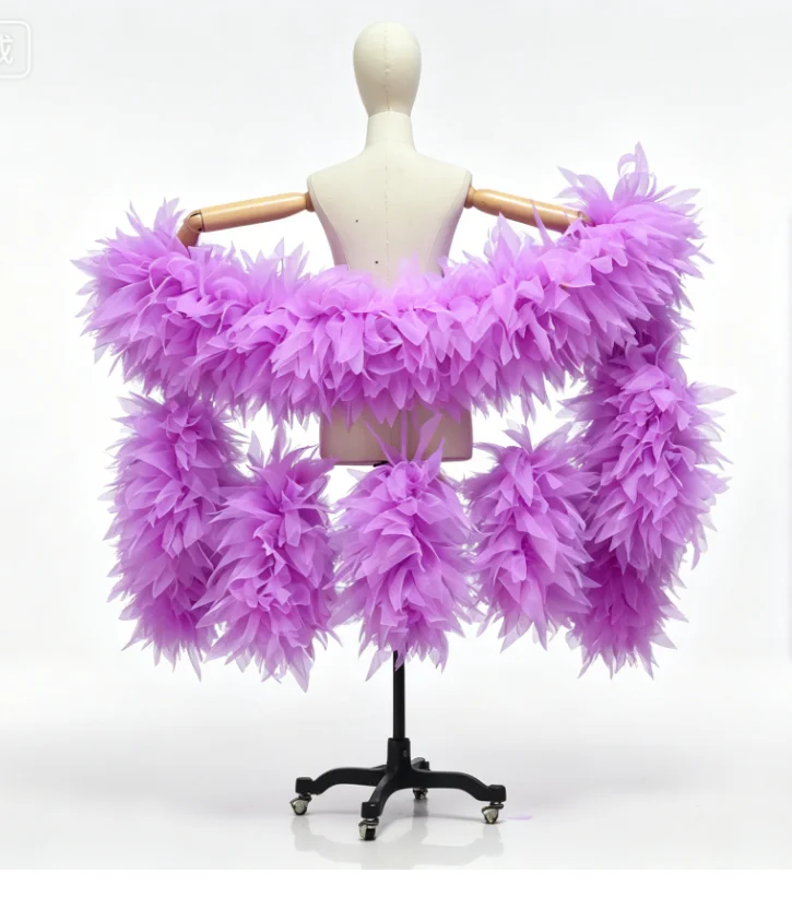 Feather Shape Cutting Organza Boas Fashion Stage Party Club Fluffy Ruffle Shawl Wraps Tippet Cappa Opera Cape Wedding Accessory