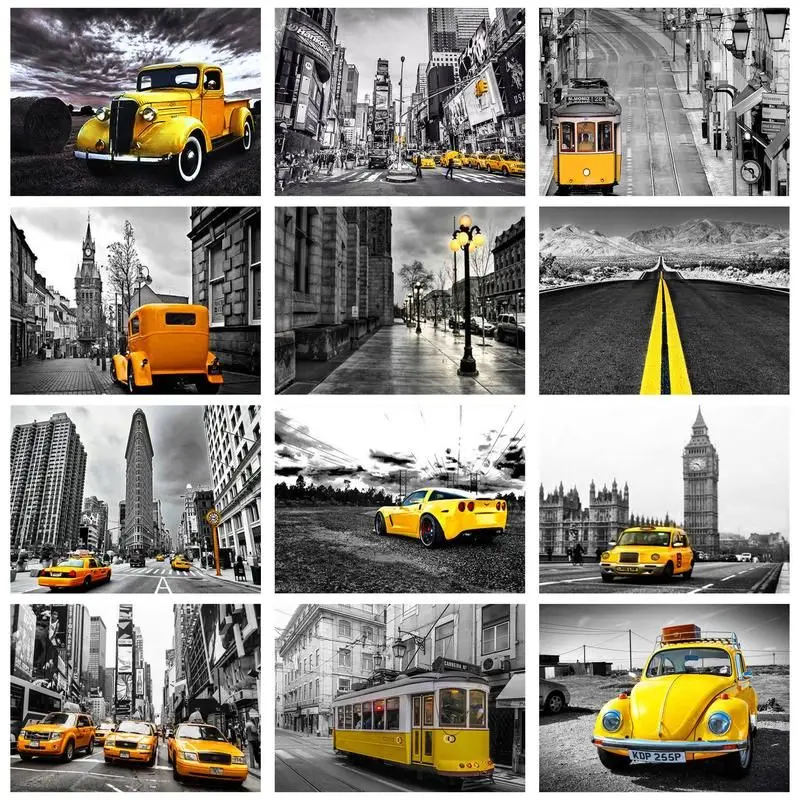 

CHENISTORY Modern Painting By Numbers Yellow Car Home Decors Acrylic Paints Gift Handmade Kill Time Diy Crafts For Adults