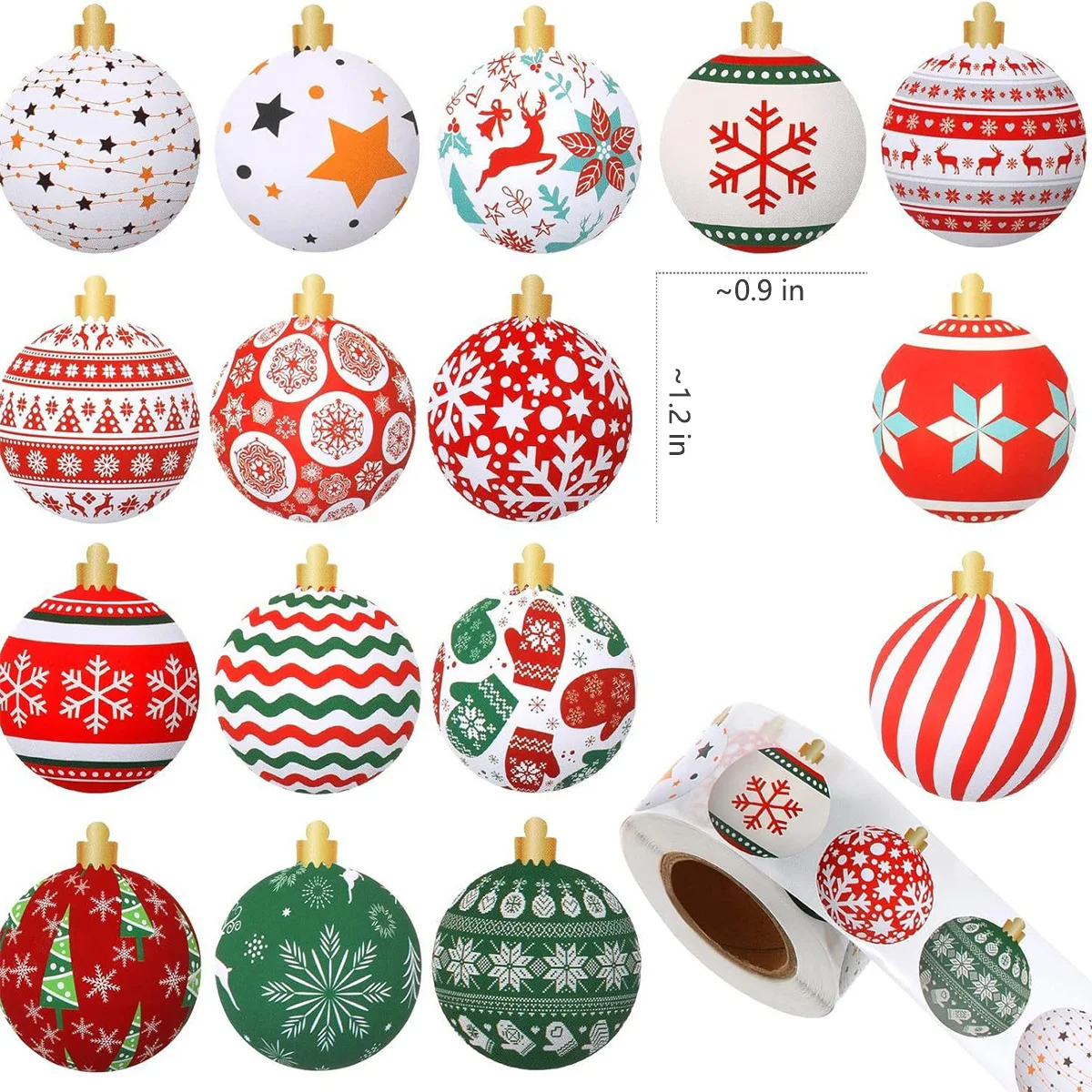 

500pcs/roll Christmas Label Stickers Balloon Bell Holiday​ Decorative Stickers Candy Bag Sealing Labels Cup Laptop Decal Tags
