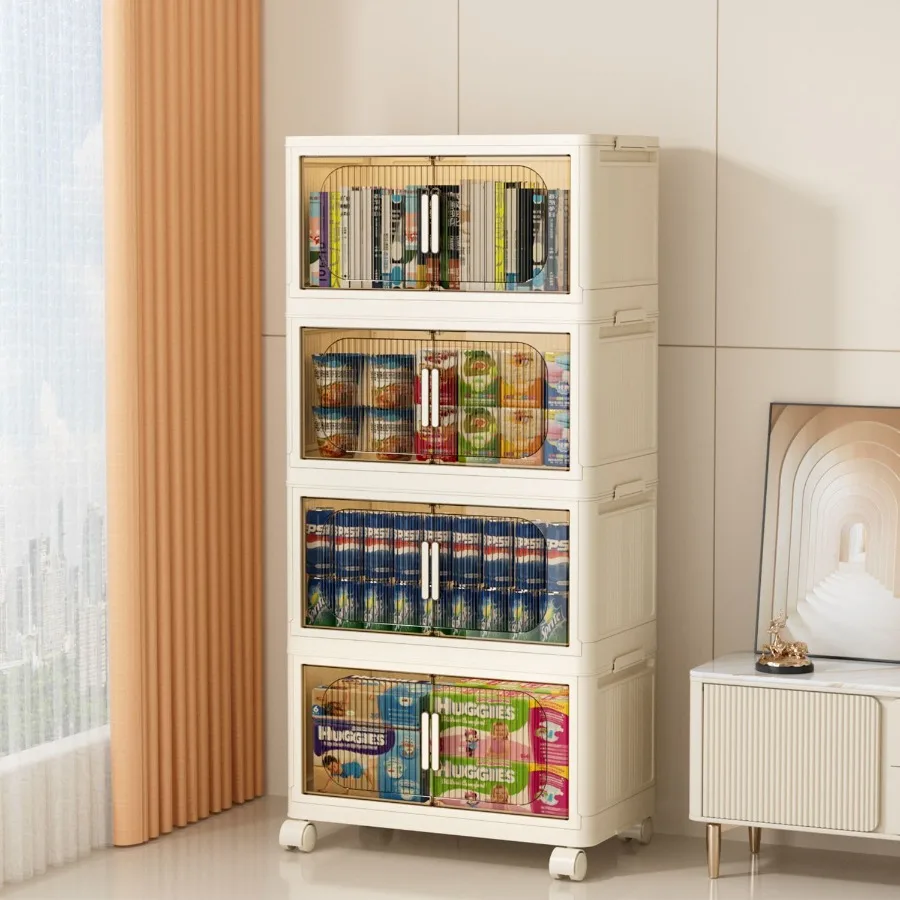 

Широкий складной шкаф для хранения сбоку, 19,69 г., 4 яруса, 19,69 × 11,81 × 40,55 Складные контейнеры для хранения с магнитной дверью, пластиковое хранилище C