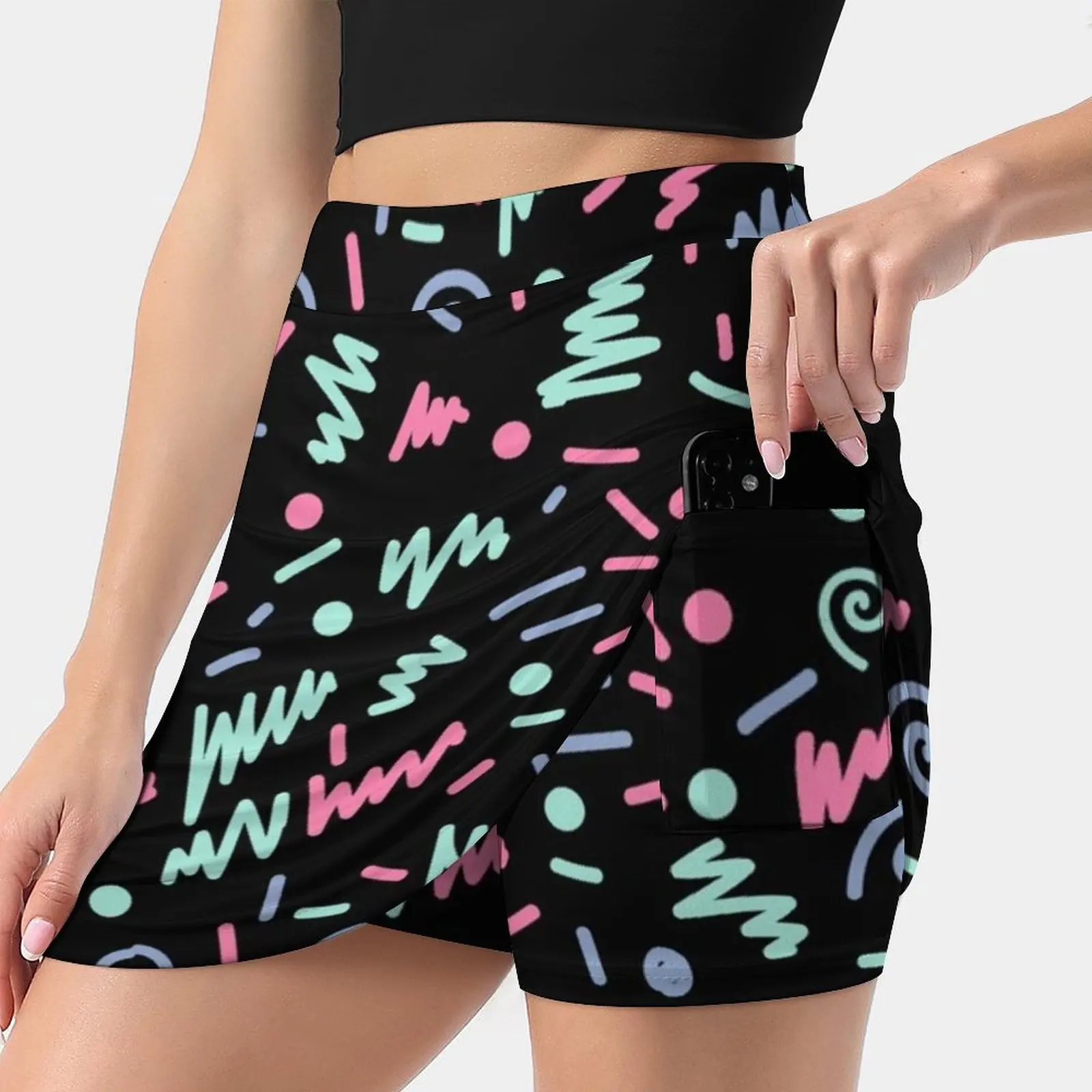 

Minimal Memphis 80S Style Pattern Minimalist Art And Decor Skirts Woman Fashion 2022 Pant Skirt Mini Skirts Office Short Skirt