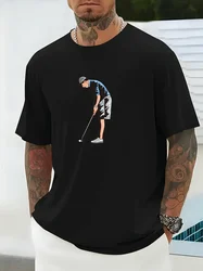 Men's Casual Golfing Guy Print T Shirt, Tees For Men, Casual Short Sleeve T-shirt For Summer Holiday Gift