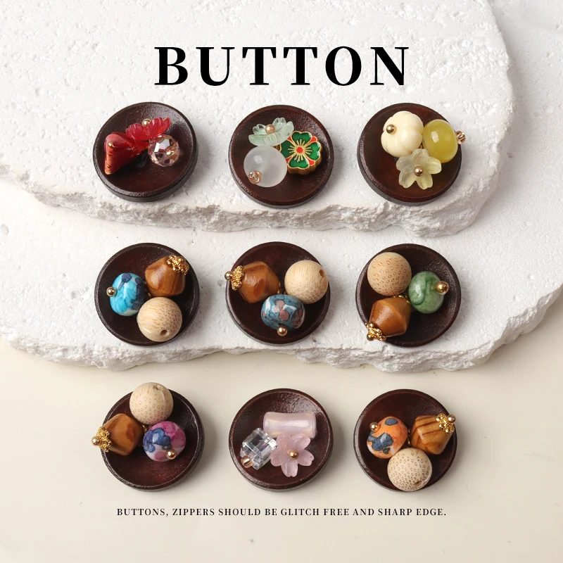 

Handmade Wooden Button Creative Retro Chinese Sle Sweater Cardigan Coat Decorative Button Knob Home Fabric Sewing DIY Acces...