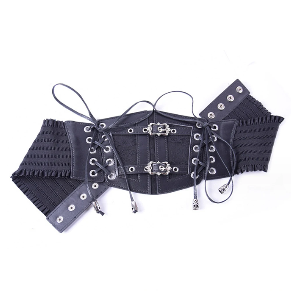 مشد الموضة خمر القوطي الشرير حزام من الجلد النساء تأثيري الفرقة التعادل حبل حزام أحزمة ازياء