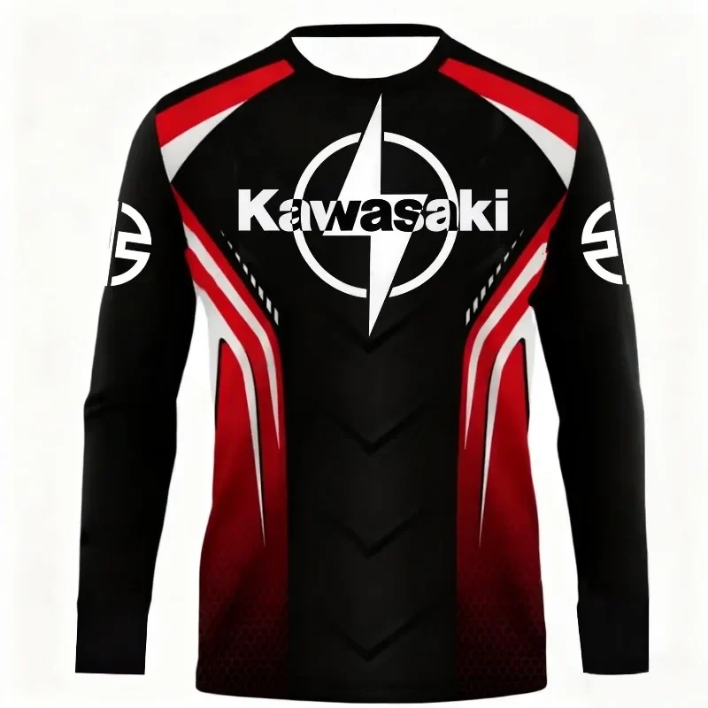 

Kawasaki Color 3D Printed Free Off Road Cycling Long Sleeve T-shirt, Motorcycle Cycling Shirt, Breathable Quick Drying