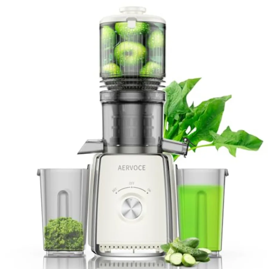 

Cold Press Juicer Machines for Home Use Masticating Juicer with 5.3'' Large Feed Chute 300W High Juice Yield 800ml TwoCup Capac
