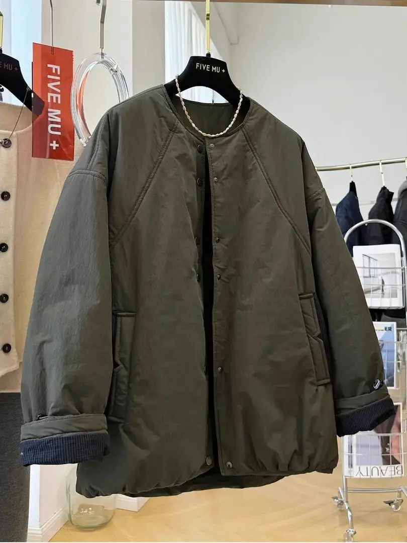 

Пальто женское утепленное из хлопка больших размеров, осенне-зимнее, в корейском и американском стиле, с круглым вырезом, высококачественное, теплое, в стиле Lazy Sle.