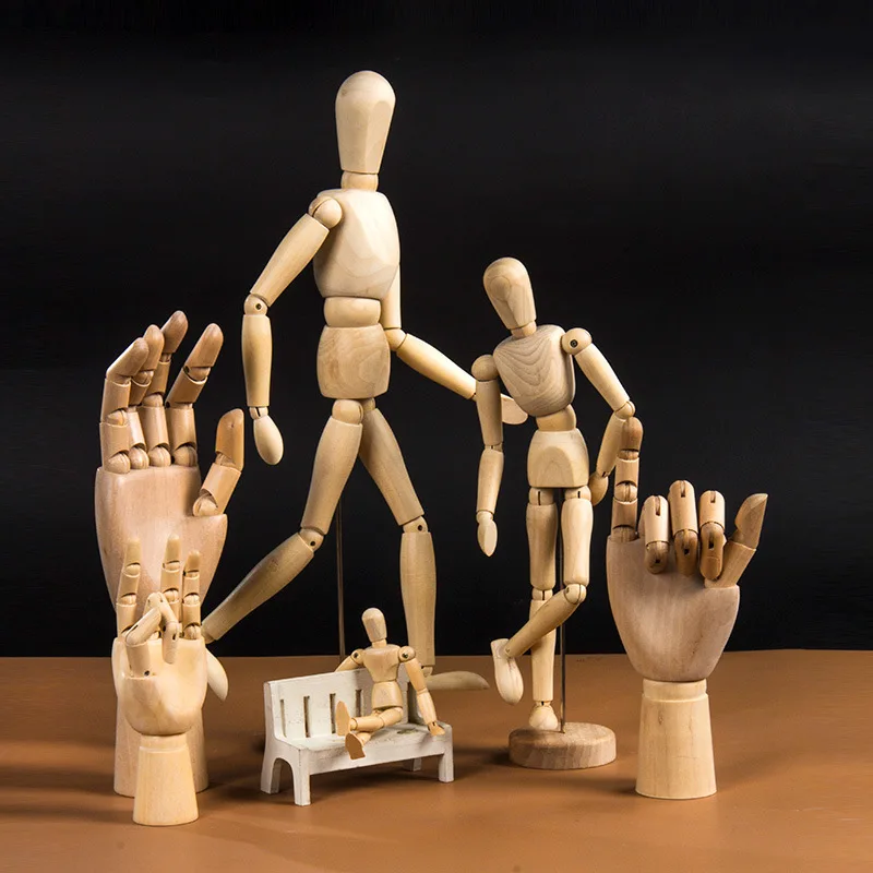 Artist Wooden Sketch Mannequin Model Home Decor Human Sculpting Lay Figure Drawing Artist Models Jointed Doll Natural Wood Toys