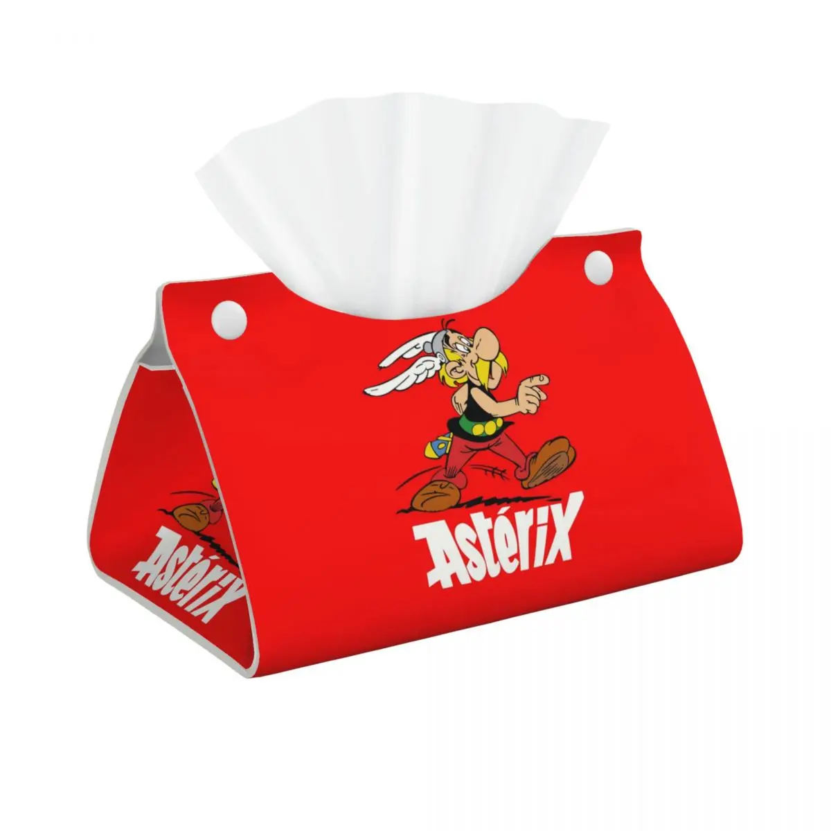 Custom Funny Asterix Tissue Box Cover PU Leather Rectangular Manga Obelix Facial Tissue Box Holder for Bathroom Toilet