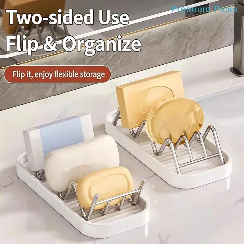 portableSoap Dish Holder Stainless Steel Rack Fast Drainage Heavy Duty Design for Bathroom Shower Kitchen Countertop