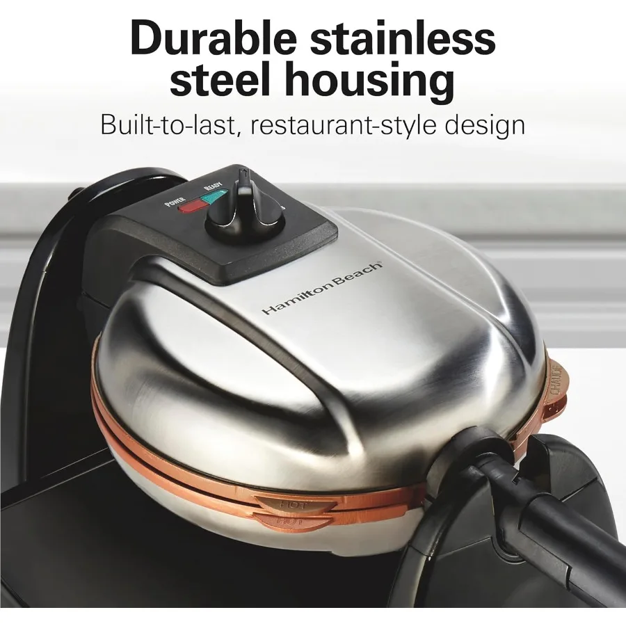 صانع الوافل البلجيكي مع أطباق مطلية غير لاصقة خالية من مادة PFAS قابلة للإزالة لسهولة الوجه والتنظيف تتميز بالسيراميك المتين