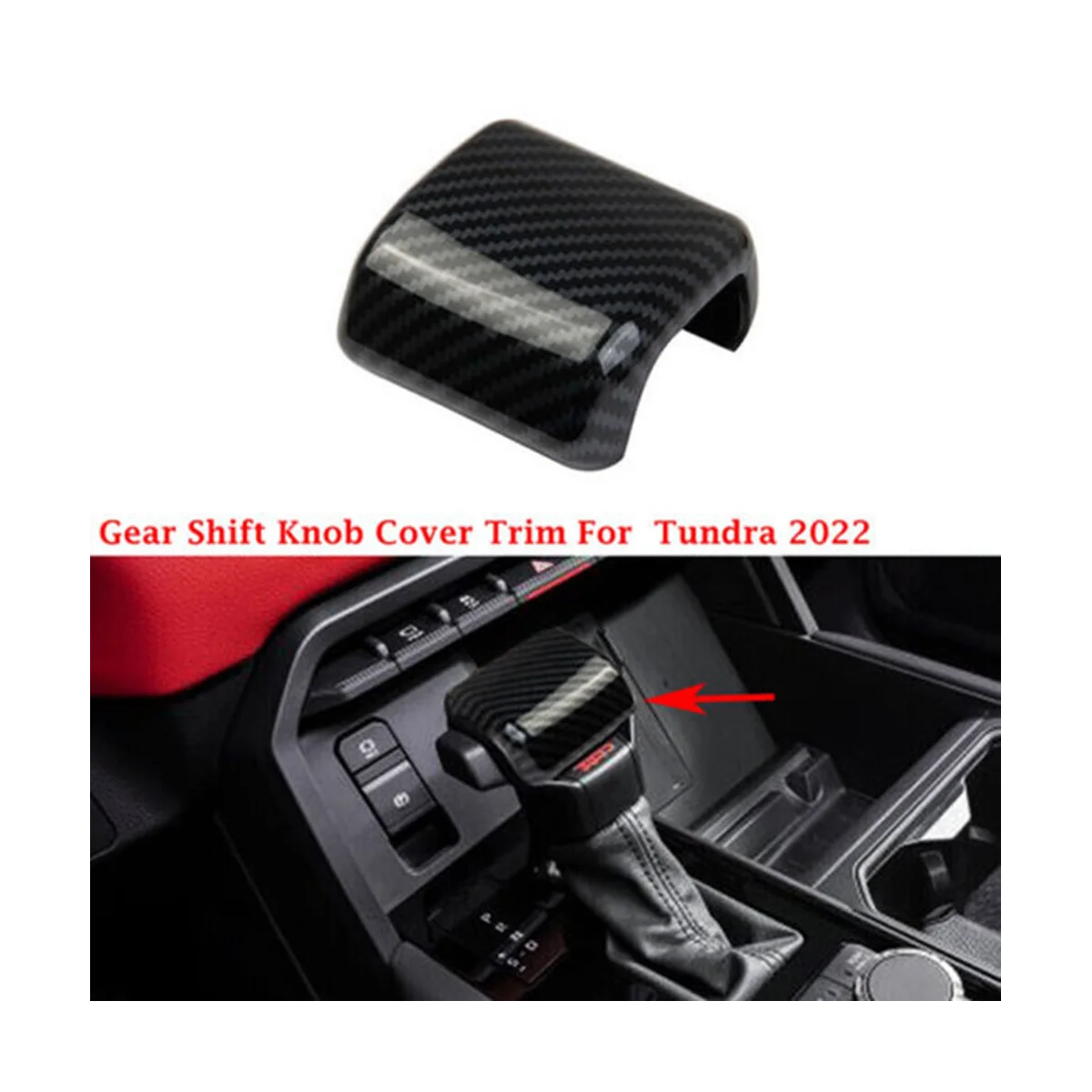 Cabeza de engranaje de fibra de carbono, mango decorativo, palanca de cambios, pegatina Interior para Toyota Tundra 2022-2023