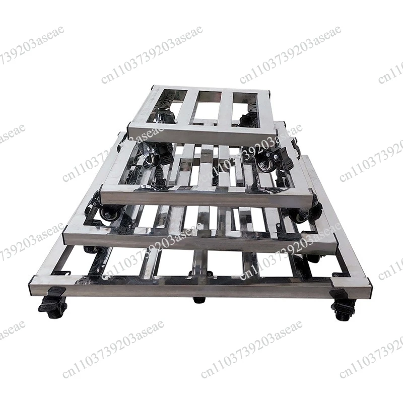 Stainless steel shelf mobile base square fish tank large size tray flower pot base universal wheel refrigerator bracket