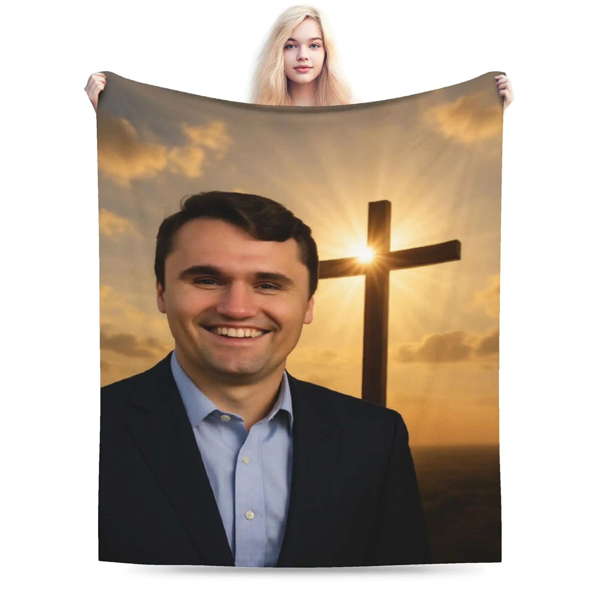 Y2K Charlie Kirk Jesus Blanket Ultra-Soft Coral Fleece Plush  Cozy Throw Blanket Machine Washable