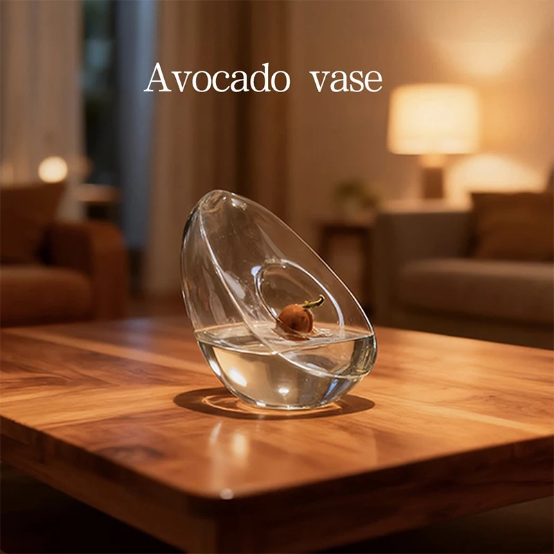 -Avocado Seed Starter Vase Transparent Avocado-Shaped Plant Growth Glass Hydroponic Vase Seed Growing Kit For Gardening Lovers