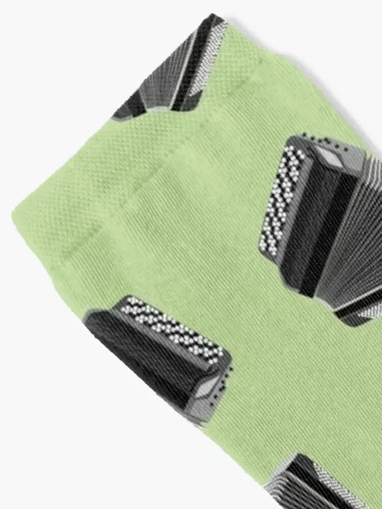 Button accordion on green Socks winter gifts new year Socks For Women Men's