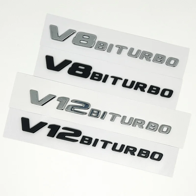 3D ABS V8 Biturbo Car Emblem Fender Badge Decal for C63S E63 CLS63 - Sticker Accessory for Enhanced Vehicle Identification