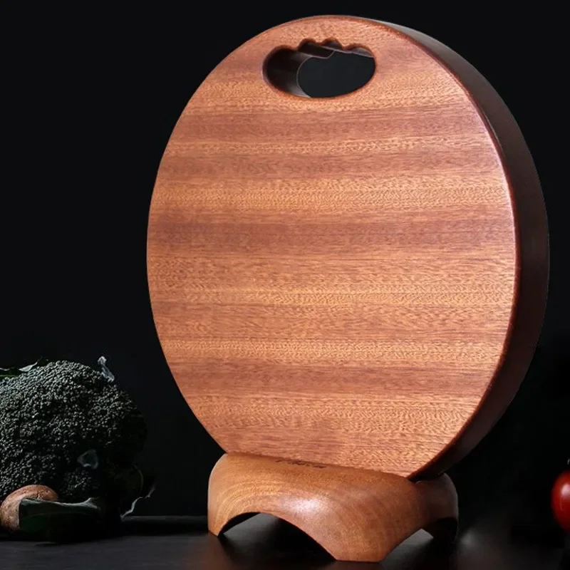 

Double-Sided Cutting Board Healthy Food Prep Board Round Wooden Chopping Block Convenient Kitchen Tool Meal Prep Board