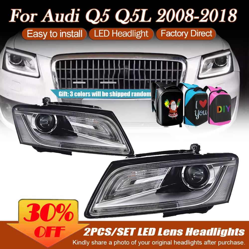 

Car styling Headlight for Audi Q5 2009-2018 to high style full LED DRL Dynamic Signal Head Lamp Lens Beam 2pcs Headlamp Accembly