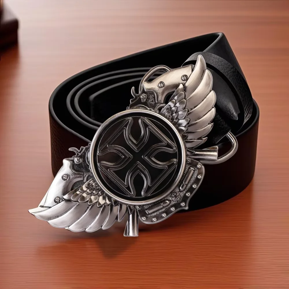 เข็มขัดวินเทจปรับหัวเข็มขัดโลหะเข็มขัดแฟชั่นสําหรับผู้ชาย Punk Western คาวบอยสายรัดเอวสไตล์หัวเข็มขัด