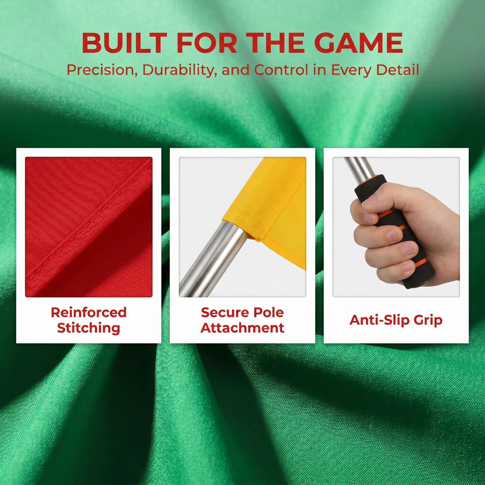 3Pcs Commanding Referee Flags Premium Racing Traffic Signal Handheld Warning Flags for Sports Events Parties Car Racing