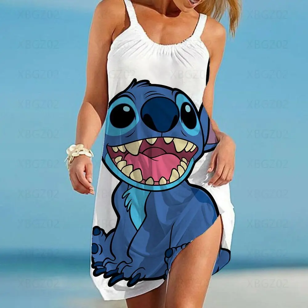 Strand Kleid Y2k Lose Elegante Kleider für Frauen 2022 Party Cartoon Sexy Frau Kleidung Robe Stich Sling Ärmel Gedruckt Boho