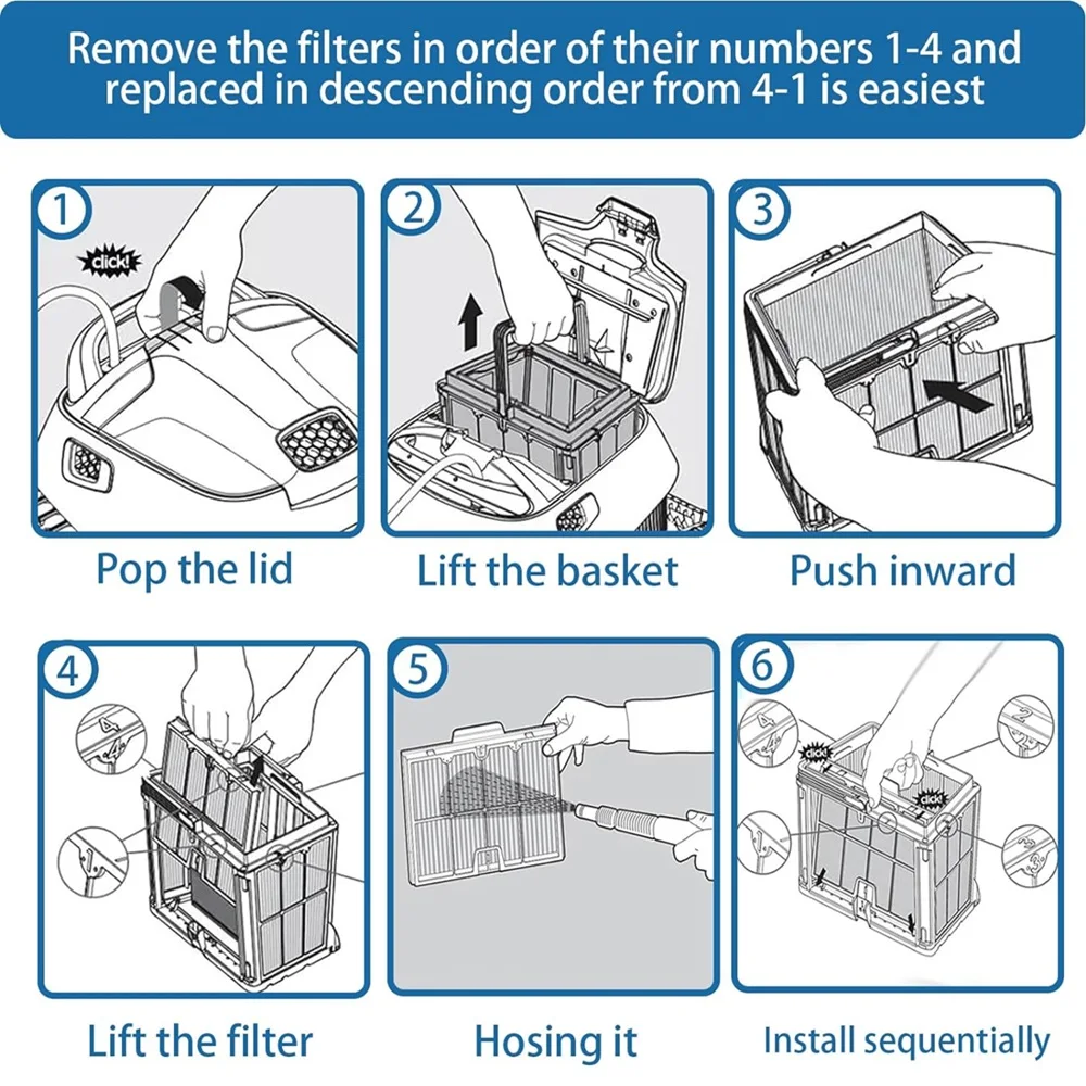 9991467 -ألواح فلتر R4 فائقة الدقة متوافقة مع مرشح خرطوشة مطوي لمنظفات حمام السباحة الروبوتية Dolphin S200