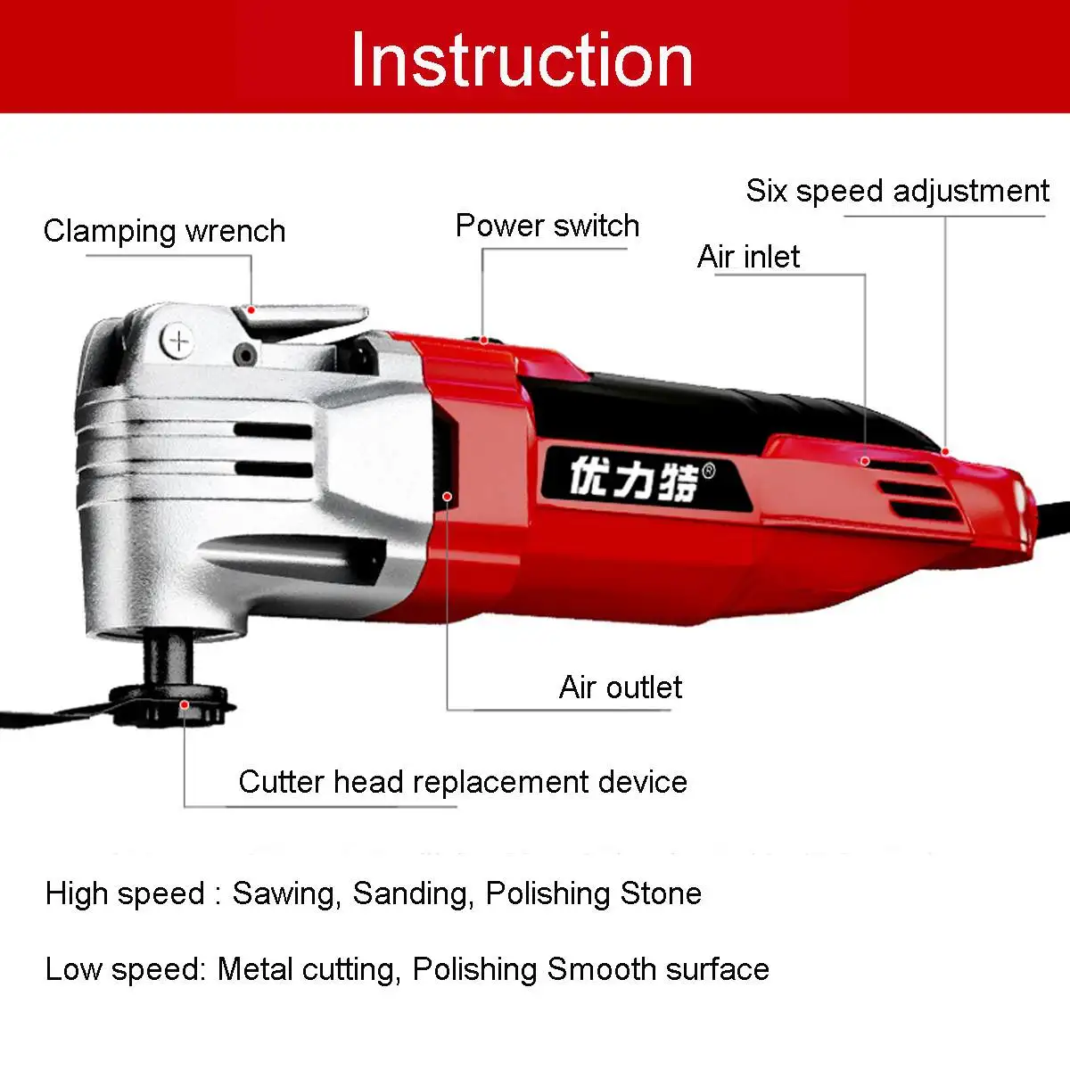 Multi-Tools Multifunction Tool Oscillating Variable Speed Renovator Electric Home Decoration Trimmer 720W Electric Saw