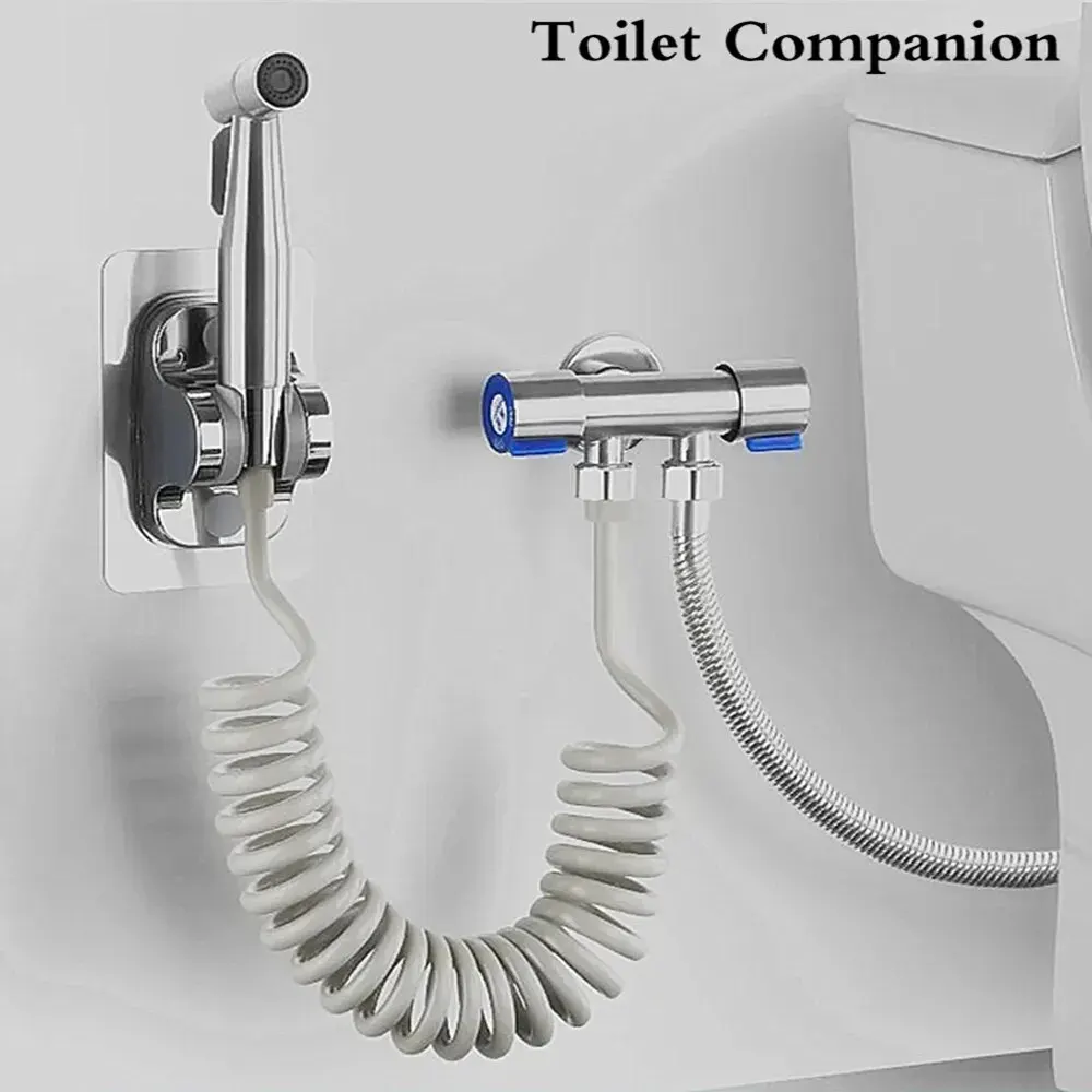 Handheld Bidet Sprayer Set Stainless Steel Spray Gun Shower Handheld Toilet Bidet Faucet Sprayer Shower Nozzle Self Cleaning