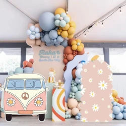 Boho Daisy Flower KT Board Car Rainbow Sunflower Cutout Boho Theme Backdrop for Birthday Party Baby Shower Wedding Decoration