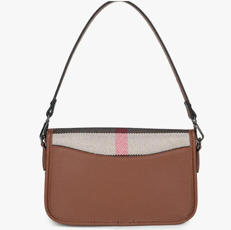 Bolsos de lona y PU de diseñador de moda para mujer, bolso de mensajero a cuadros de lujo, bolso cruzado de cuero, bolsos de hombro, embrague