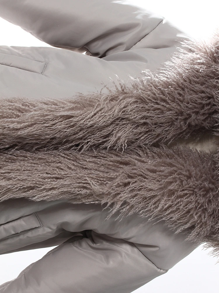 YERMORA Grau Reversible Warme Baumwolle gefütterte Mantel Pelz Kragen Lange Hülse Lose Fit Frauen Parkas Mode Neue Herbst Winter 2025