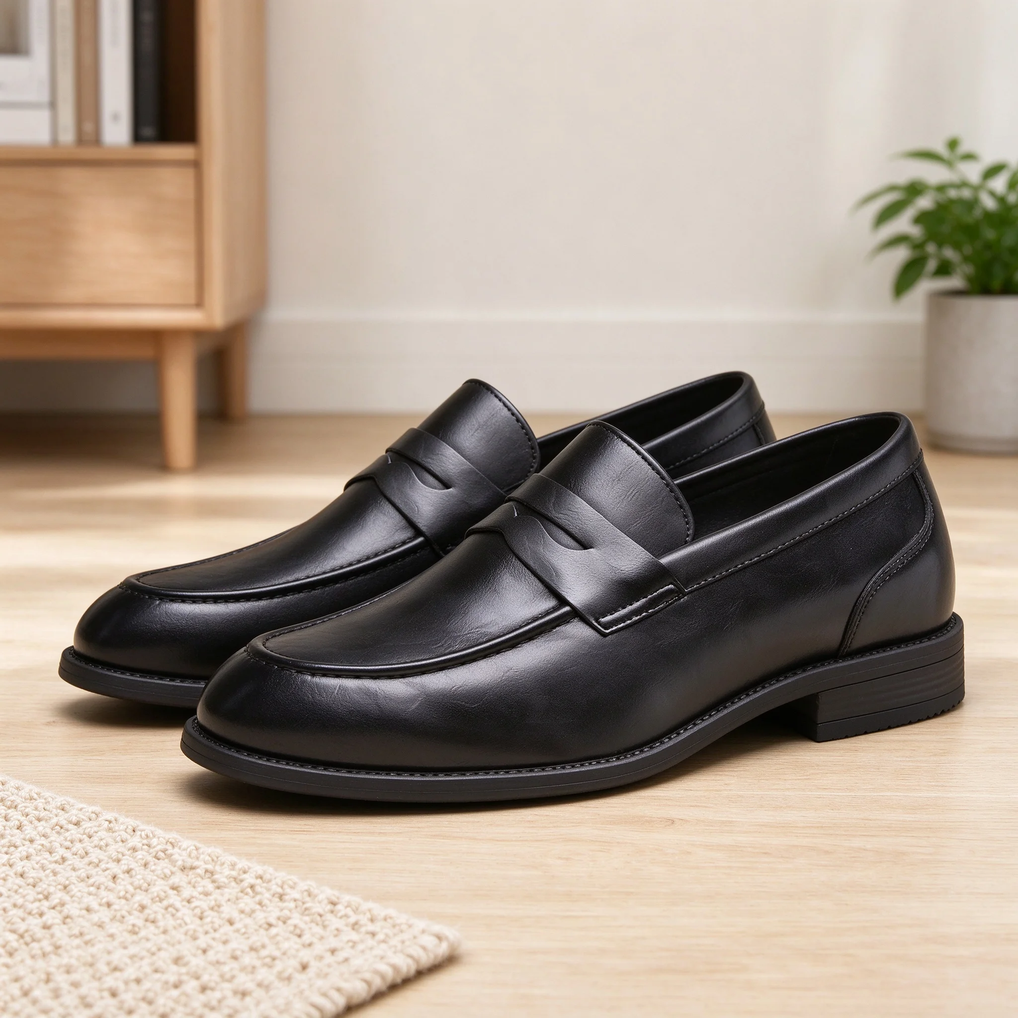 Desai Men's Loafers Faux Leather Classic Penny Moccasin Wide Width Fall Winter Dress Shoes For Man Men's Shoes Men Office Shoes