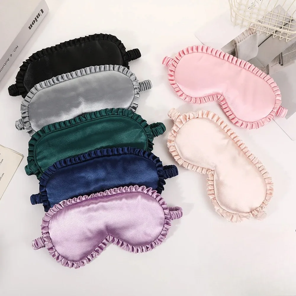 Silk Ruffle Sleep Eye Mask Soft Sleeping Eye Covers Multicolor Night Dream Blackout Eye Patches for Woman Man To Sleep Better