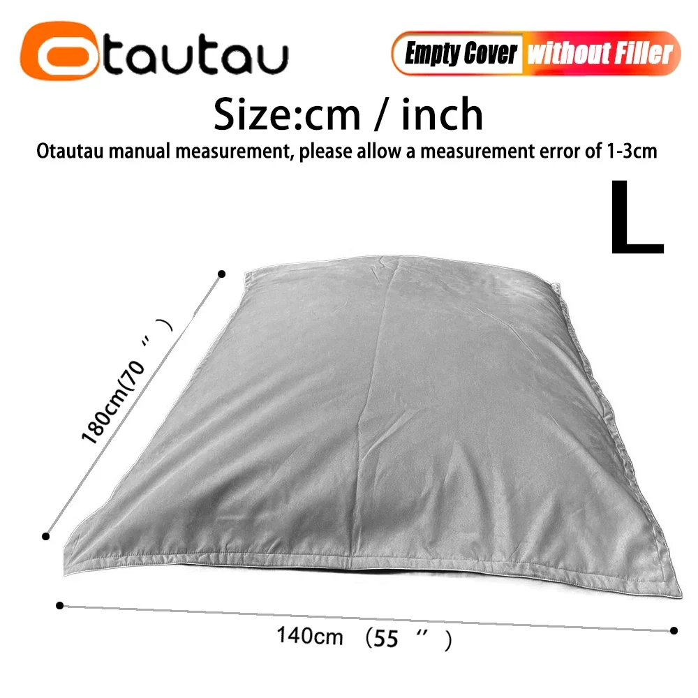 OTAUTAU 140x180cm Thick Soft Faux Suede Bean Bag Cover No Filler Home Outdoor Pillowsac Beanbag Pouf Salon Lounge Sofa Bed DD081