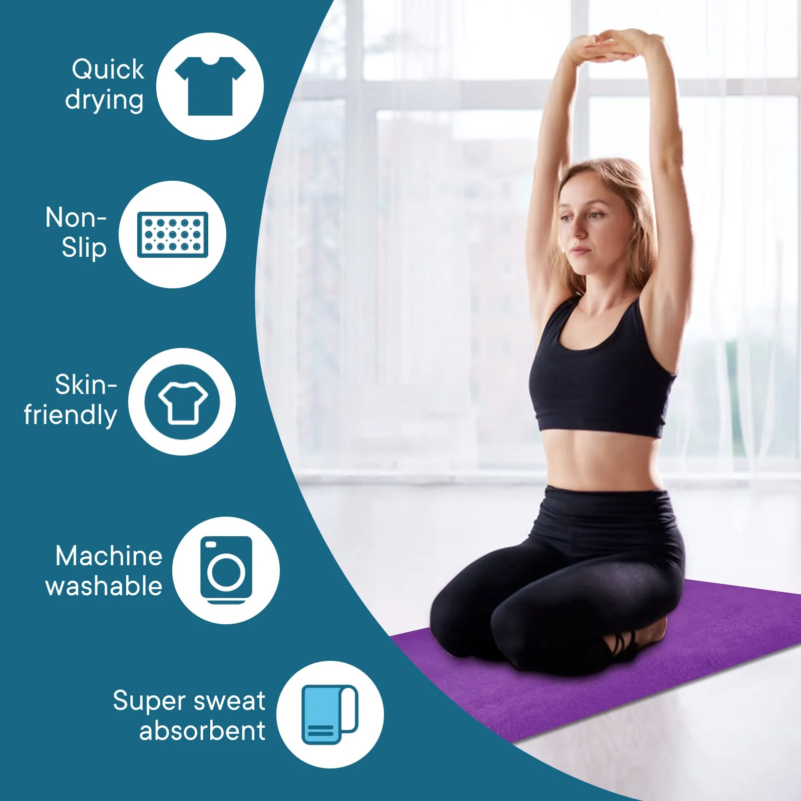 Non Slip Hot Yoga Towel Pilates Mat Yoga Blanket Sweat Absorbent Portable Fitness Meditation Mat Sports Workout Travel Blanket - view 5